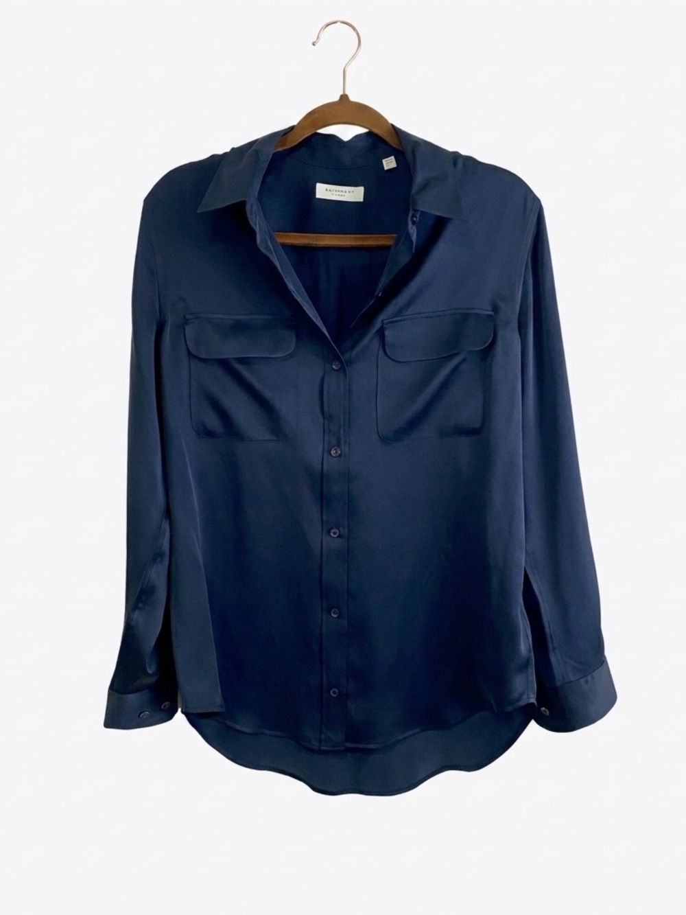 EQUIPMENT FEMME Navy Blue 100% Silk Long Sleeve Button Down Shirt‎ Small Luxury